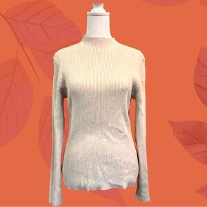 H&M Cream ribbed mock neck sweater - perfect for fall and winter